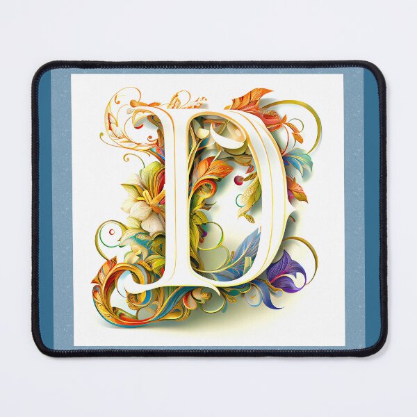 Item preview, Art Font Letter D: Art Nouveau Style, Unique and Colorful, Green Background designed and sold by factory88.