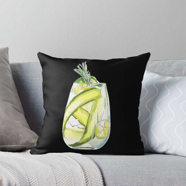 Cucumber Gin Tonic Cocktail Throw Pillow
