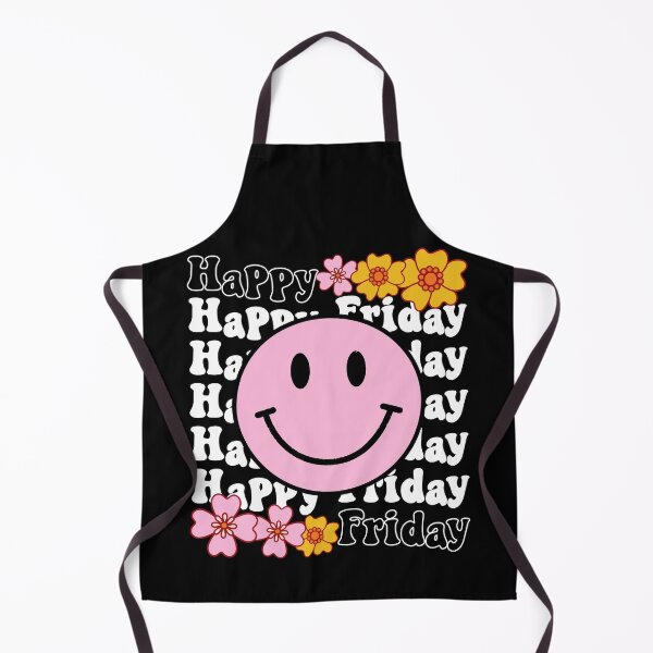 Item preview, Happy Friday Positive Energy Vibes Pink Happy Face - Black designed and sold by PearlMoonGrapes.