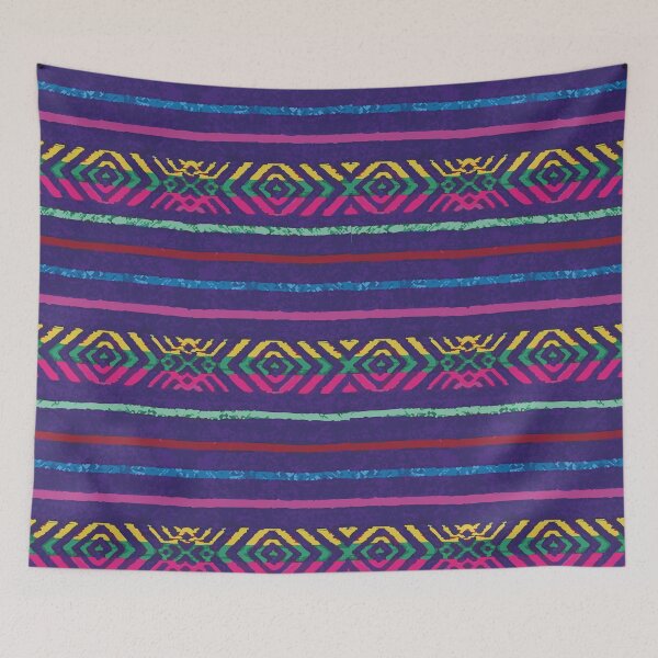 Item preview, Aztec print mexican fabric vibrant blue south west style designed and sold by T-Mex.
