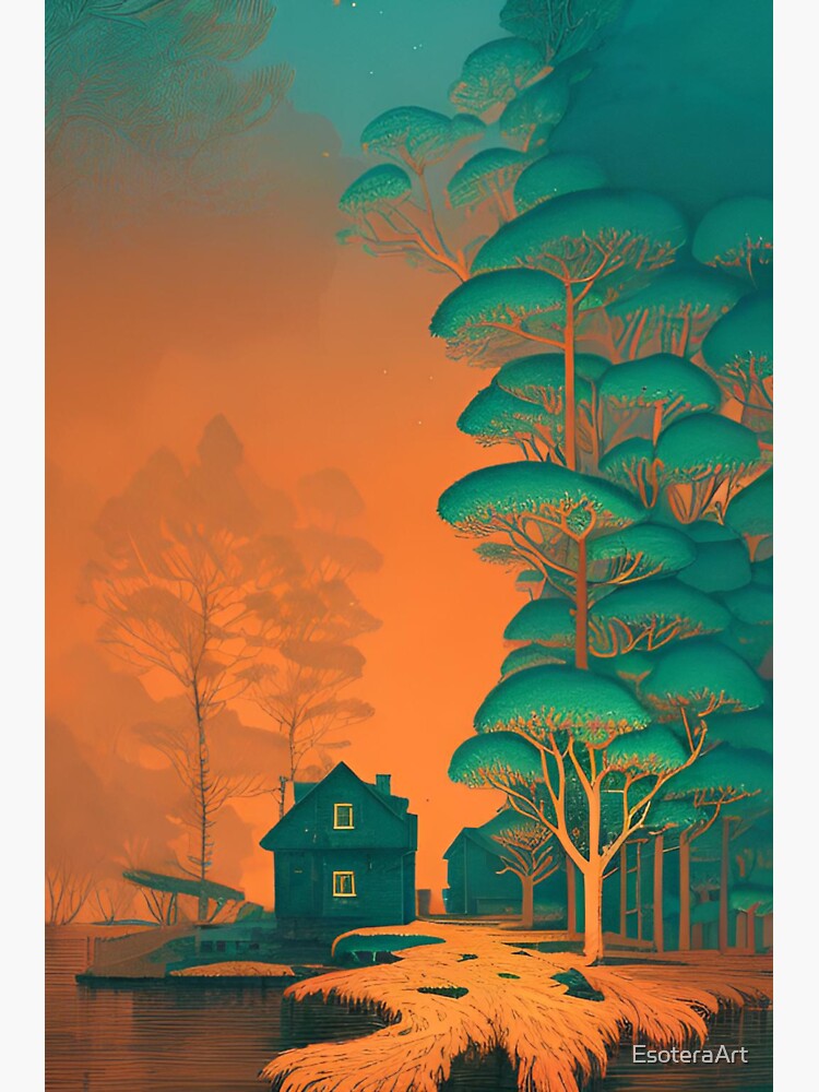 "Home in the Orange Mist Forest " Sticker for Sale by EsoteraArt