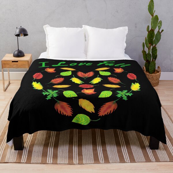 Item preview, I Love Fall. Heart Made of Autumn Leaves for Nature Lovers. (Black Background) designed and sold by ArtByLM.