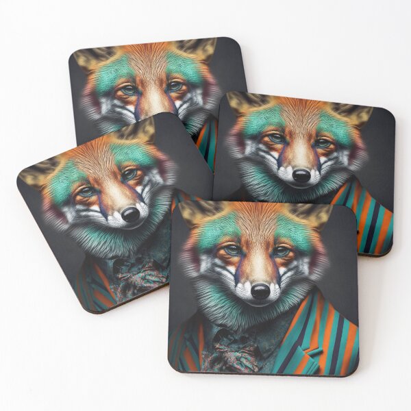 Item preview, Fox portrait. Fox in suit. Striped suit designed and sold by ColorfulAnimals.