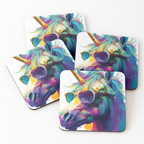 Item preview, Rainbow unicorn in sunglasses. designed and sold by ColorfulAnimals.