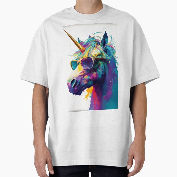 Vista previa del artículo con la obra «Unicornio arcoiris con gafas de sol.», diseñado y vendido por ColorfulAnimals.