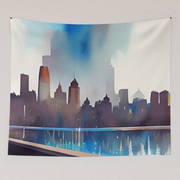 Artikelvorschau, Aquarell der Skyline von Lyon entworfen und verkauft von Places On Earth.
