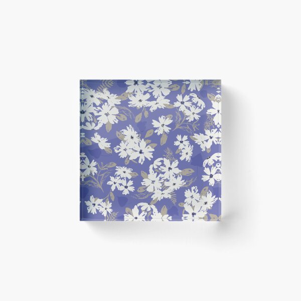 Item preview, White flowers over very-peri background designed and sold by marufemia.
