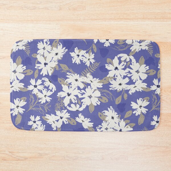Item preview, White flowers over very-peri background designed and sold by marufemia.