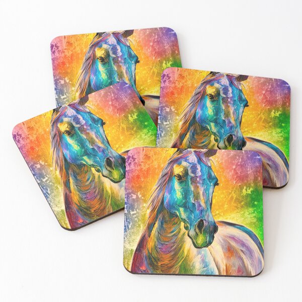 Item preview, Colorful Arabian horse on a rusty metal background – digital painting designed and sold by NickoPrints.
