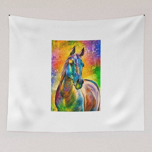 Item preview, Colorful Arabian horse on a rusty metal background – digital painting designed and sold by NickoPrints.