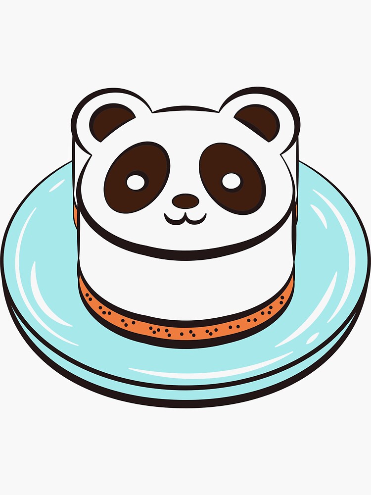 "Panda cheesecake on a blue plate" Sticker for Sale by stickychew