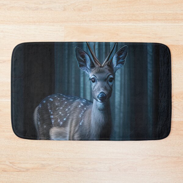 Item preview, Young deer lonely at night in a forest illustration designed and sold by RK - Shop.