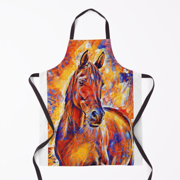 Item preview, Curious Arabian horse - colorful blue, red and orange digital painting designed and sold by NickoPrints.
