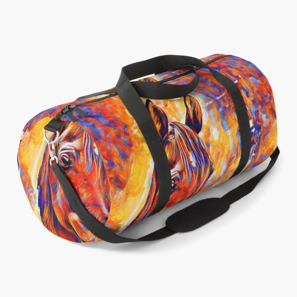 Item preview, Curious Arabian horse - colorful blue, red and orange digital painting designed and sold by NickoPrints.