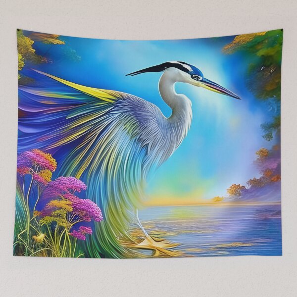 Item preview, Bright Colorful Blue Heron designed and sold by J-CCreations.
