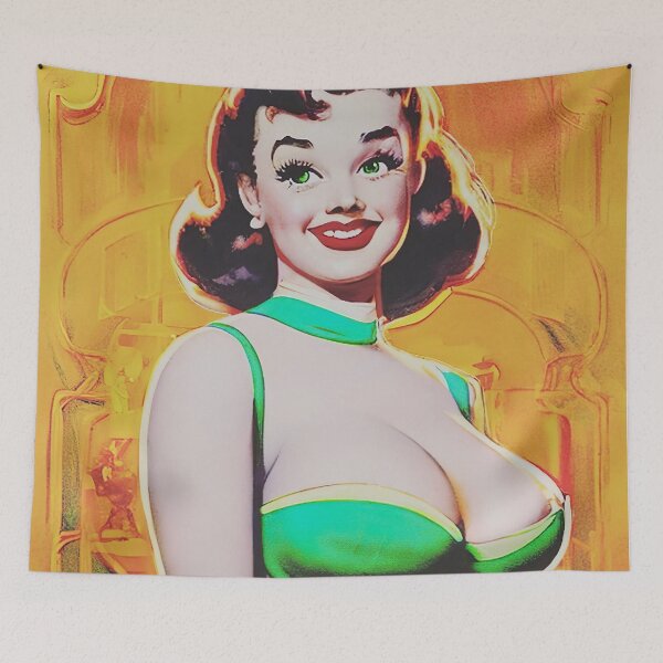 Item preview, Green Bra Pinup Girl designed and sold by cutestpinups.