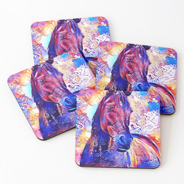 Item preview, Colorful Arabian horse portrait in blue and violet designed and sold by NickoPrints.