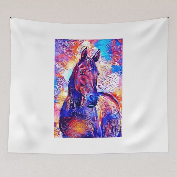 Item preview, Colorful Arabian horse portrait in blue and violet designed and sold by NickoPrints.