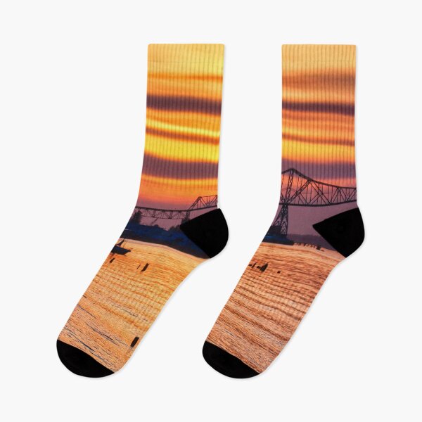 Item preview, Red sky over Astoria Bridge Oregon designed and sold by Travelways.