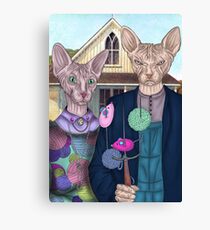 Purrrrmerican Gothic Canvas Print
