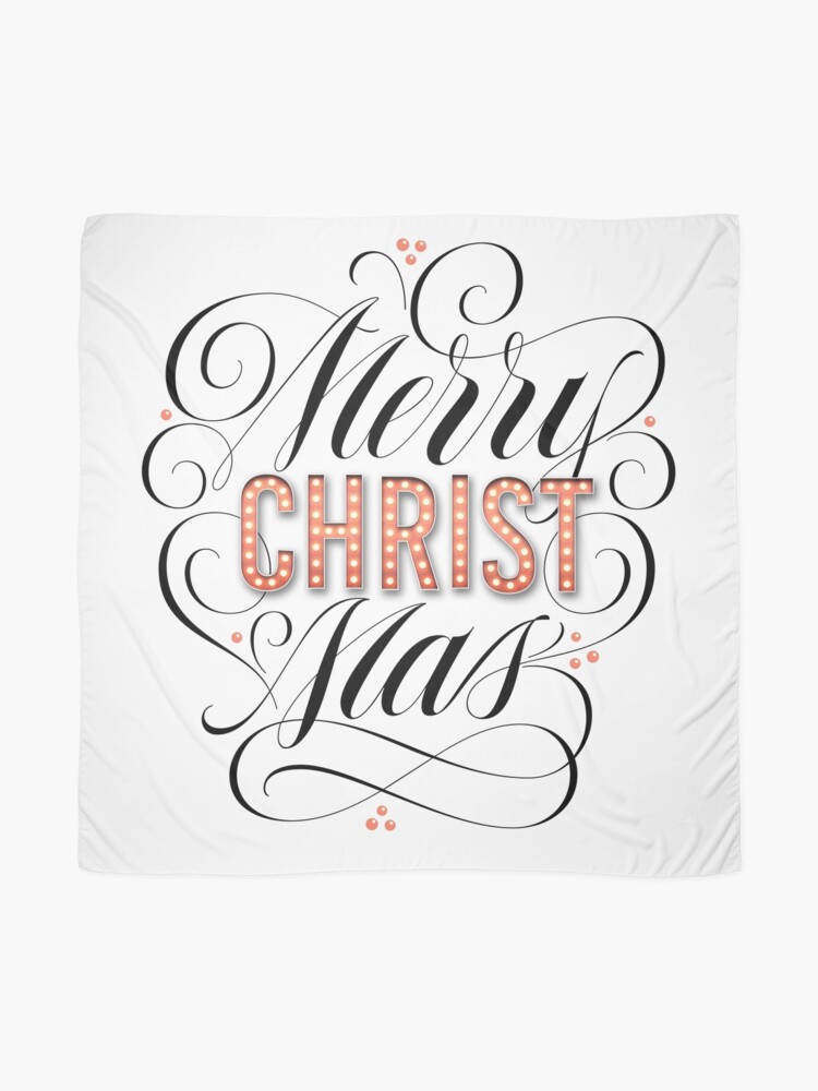 Alternate view of Merry Christmas Religious Marquee Lights - Calligraphy - Christian - Christ - Lettering for White Scarf