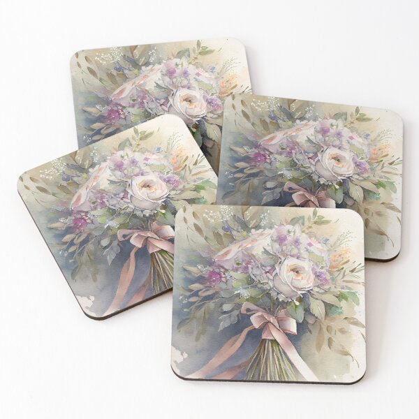 Item preview, A Beautiful Wedding Bouquet Flowers  Posy in Soft Colors With Purple Tones Watercolor designed and sold by CGSGraphics.
