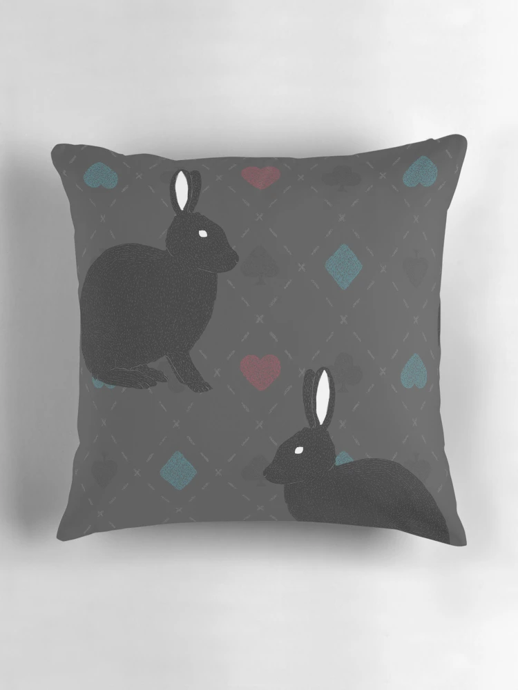 Thumbnail 3 of 4, Pillow, Black Rabbit Pattern designed and sold by Meronpan-Store.