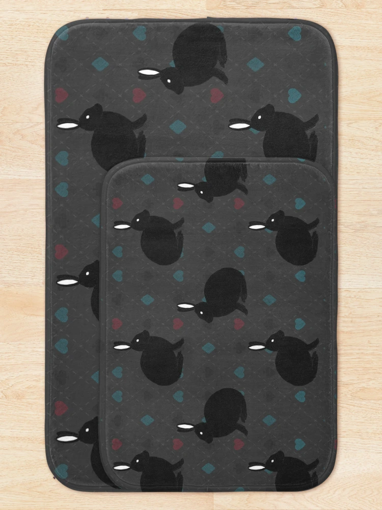 Thumbnail 5 of 6, Bath Mat, Black Rabbit Pattern designed and sold by Meronpan-Store.