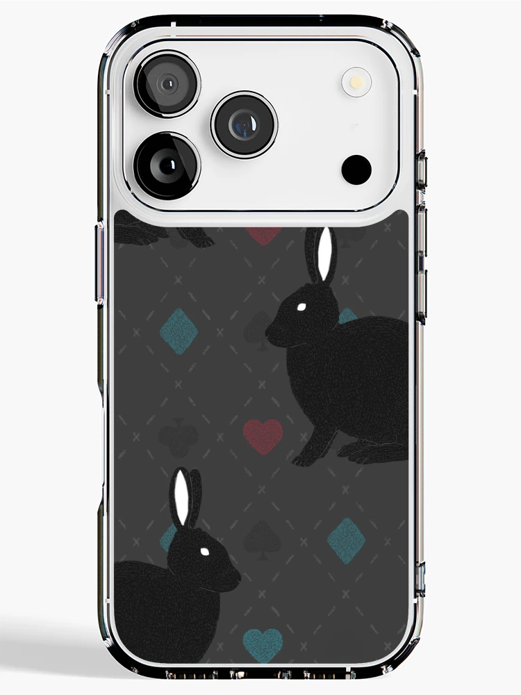 Thumbnail 1 of 5, iPhone Case, Black Rabbit Pattern designed and sold by Meronpan-Store.