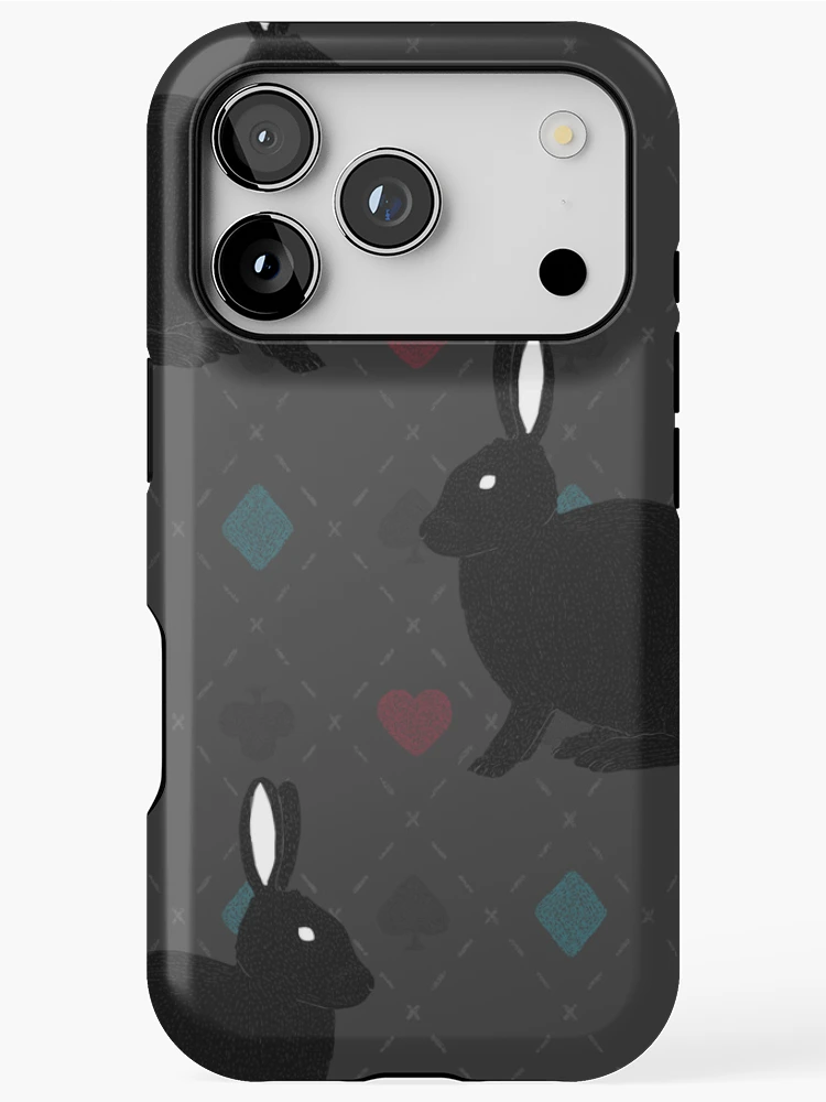 Thumbnail 1 of 4, iPhone Case, Black Rabbit Pattern designed and sold by Meronpan-Store.