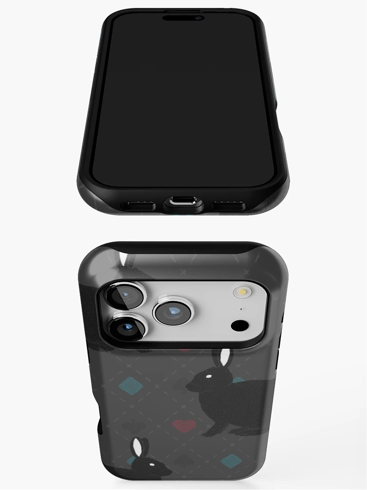 Thumbnail 3 of 4, iPhone Case, Black Rabbit Pattern designed and sold by Meronpan-Store.