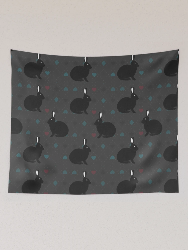 Thumbnail 2 of 3, Tapestry, Black Rabbit Pattern designed and sold by Meronpan-Store.