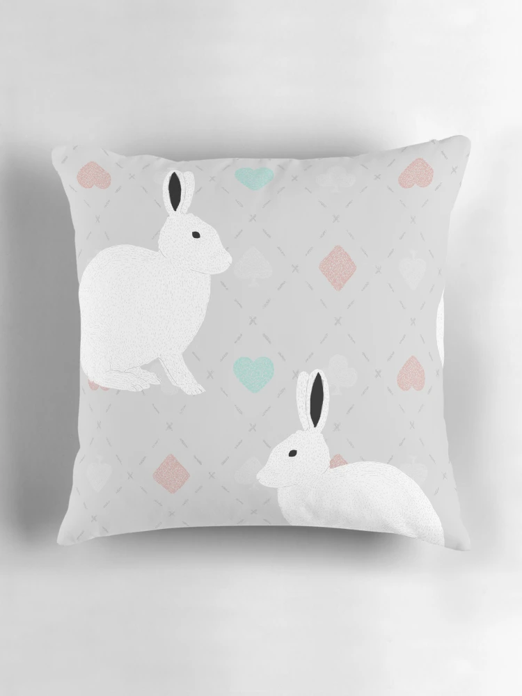 Thumbnail 3 of 4, Pillow, White Rabbit Pattern designed and sold by Meronpan-Store.