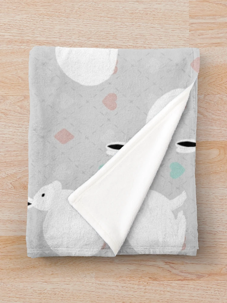 Thumbnail 3 of 6, Throw Blanket, White Rabbit Pattern designed and sold by Meronpan-Store.