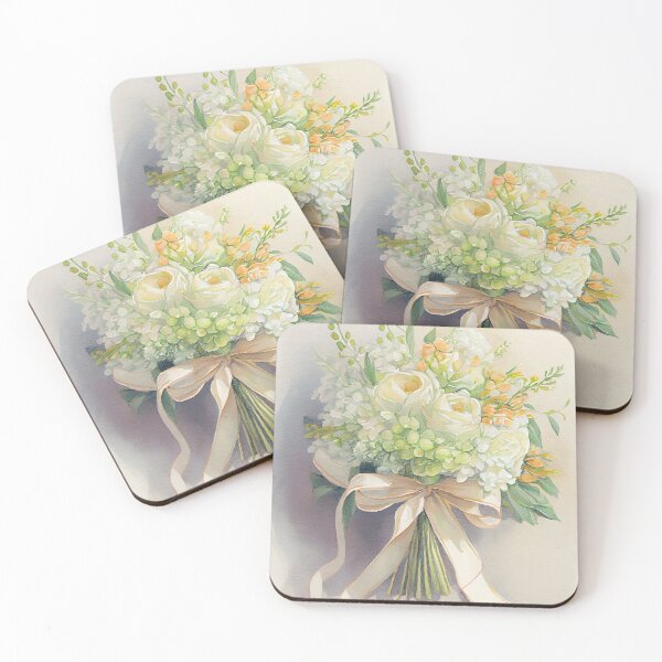Item preview, A Beautiful Wedding Bouquet Flowers  Posy in Soft Colors With OrangeTones Watercolor designed and sold by CGSGraphics.