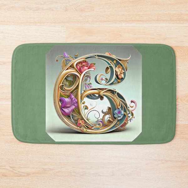 Item preview, Art Font Letter G: Art Nouveau Style, Unique and Colorful, Gray Green Background designed and sold by factory88.