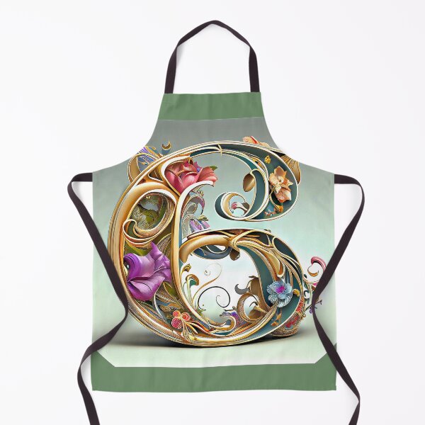 Item preview, Art Font Letter G: Art Nouveau Style, Unique and Colorful, Gray Green Background designed and sold by factory88.