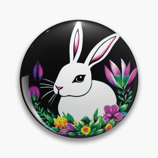 Artikelvorschau, süßer weißer Hase mit Blumen, AI entworfen und verkauft von SBlagojevic.