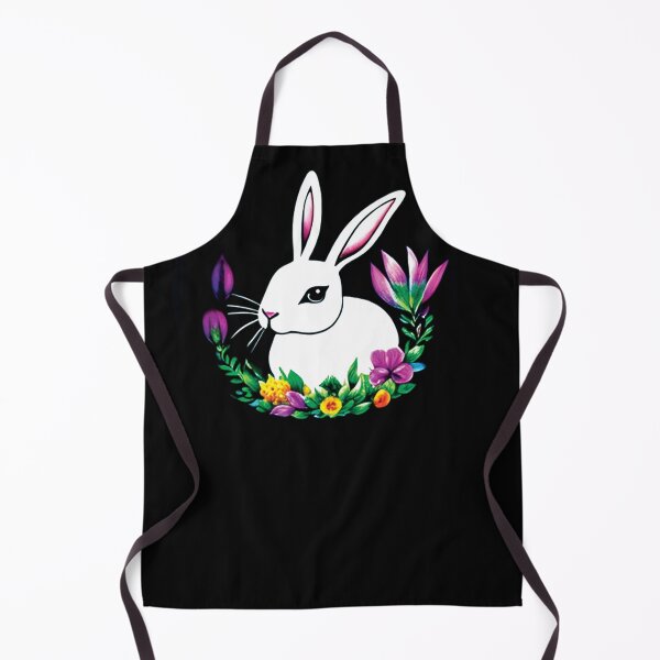 Artikelvorschau, süßer weißer Hase mit Blumen, AI entworfen und verkauft von SBlagojevic.