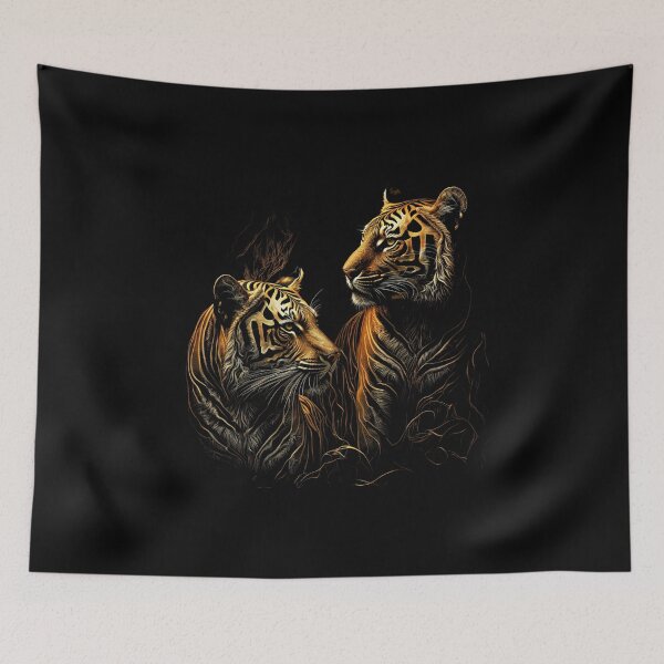 Item preview, A Pair of Tigers in gold light designed and sold by ThePurpleMelon.