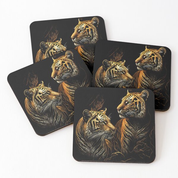 Item preview, A Pair of Tigers in gold light designed and sold by ThePurpleMelon.