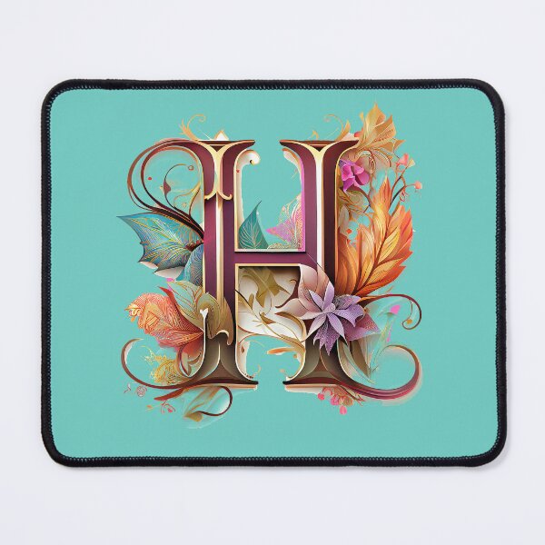 Item preview, Art Font Letter H: Art Nouveau Style, Unique and Colorful, Green Background designed and sold by factory88.