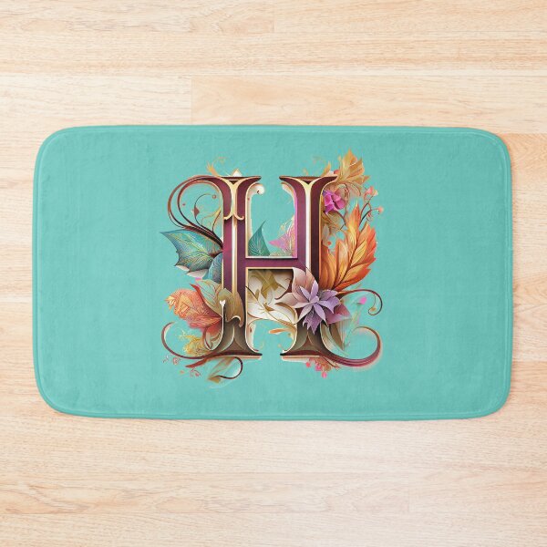 Item preview, Art Font Letter H: Art Nouveau Style, Unique and Colorful, Green Background designed and sold by factory88.