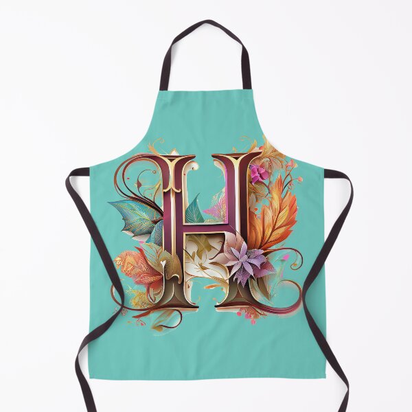 Item preview, Art Font Letter H: Art Nouveau Style, Unique and Colorful, Green Background designed and sold by factory88.