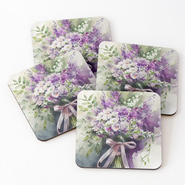 Item preview, A Beautiful Purple and White  Wedding Bouquet Flowers  Posy Watercolor designed and sold by CGSGraphics.