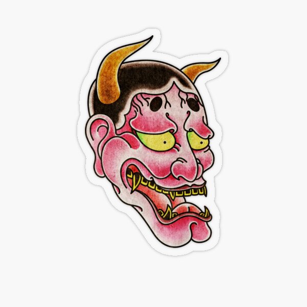 Salty-Dog Japanese Hannya Noh Devil Mask Transparent Sticker