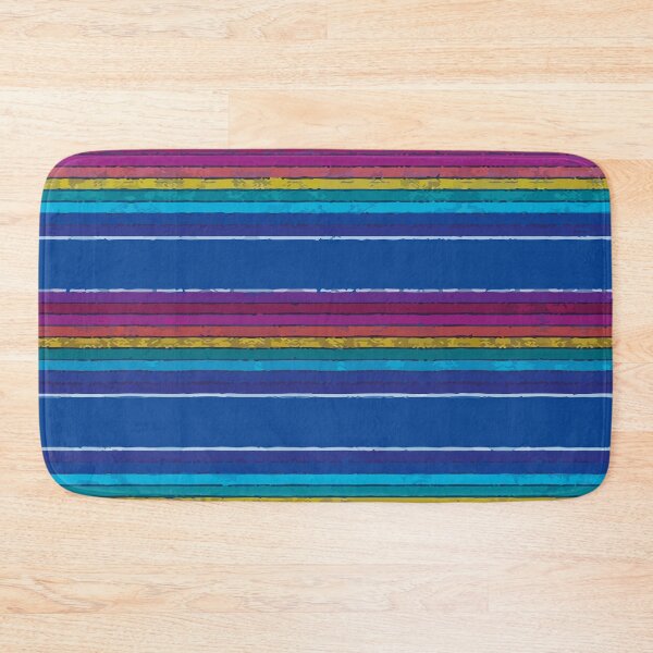 Item preview, Mexican rebozo colorful stripes blue fabric rainbow designed and sold by T-Mex.