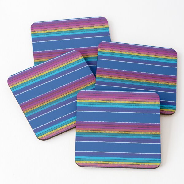 Item preview, Mexican rebozo colorful stripes blue fabric rainbow designed and sold by T-Mex.