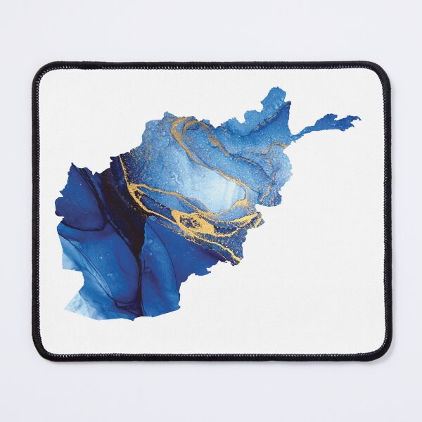 Item preview, Afghanistan Map Shades of Blue & Gold Watercolour  designed and sold by ARTZUROUK.