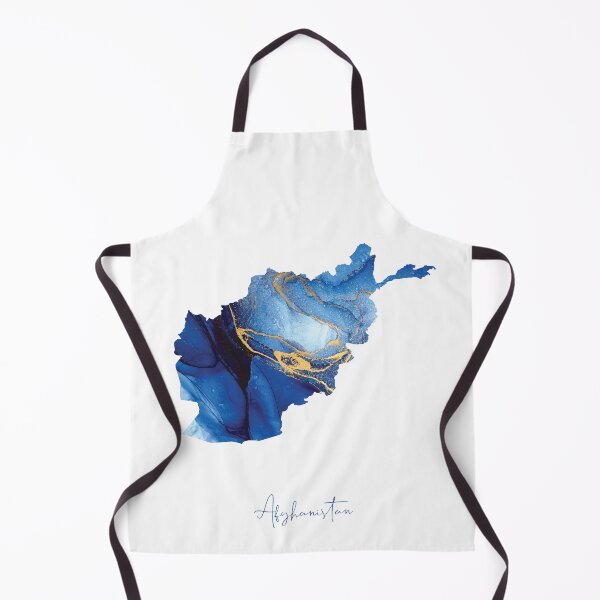 Item preview, Afghanistan Map Shades of Blue & Gold Watercolour designed and sold by ARTZUROUK.